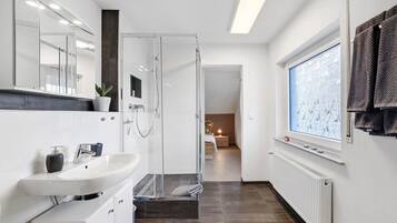 Dusche, Haartrockner, Handtücher