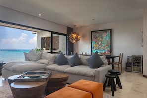 Departamento Elite, vista a la playa | Área de sala de estar