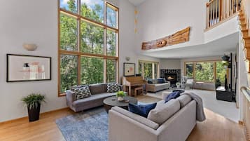 Smart TV, caminetto, tavolo da ping pong, libri