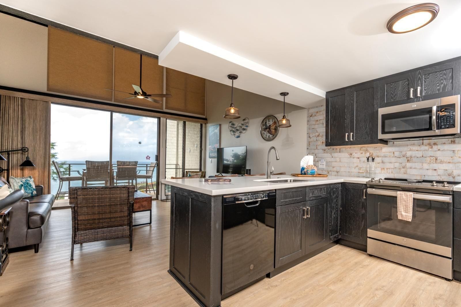 Fridge, microwave, oven, dishwasher