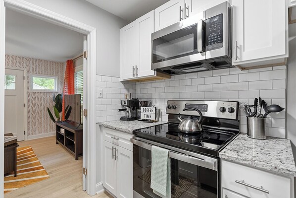 Microwave, oven, stovetop, dishwasher