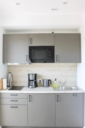 Kühlschrank, Mikrowelle, Ofen, Herdplatte