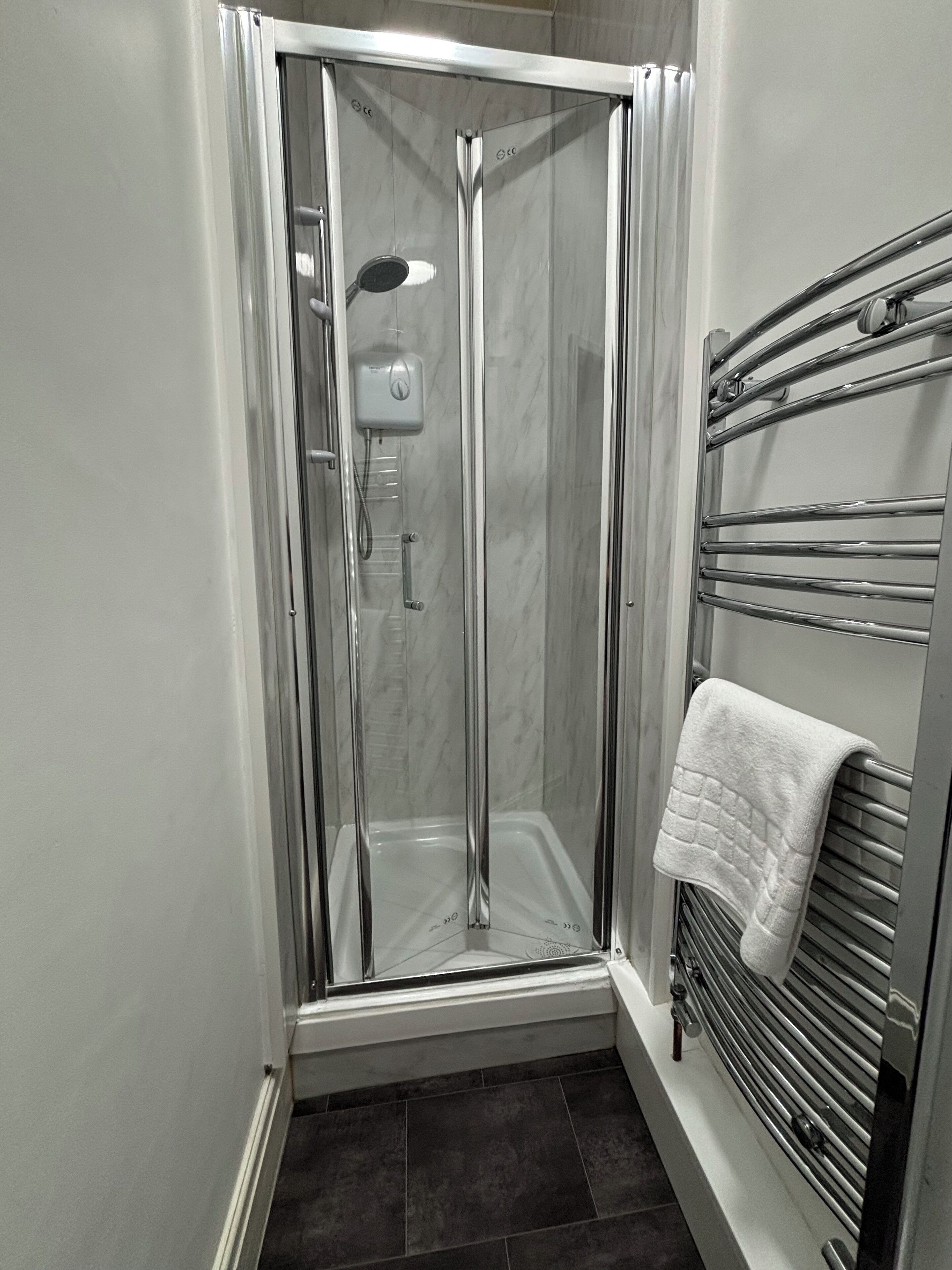 Hair dryer, towels, toilet paper