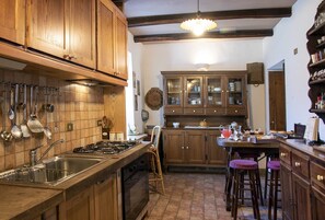 Fridge, oven, stovetop, coffee/tea maker