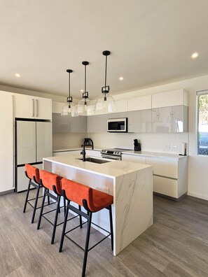 Fridge, microwave, stovetop, dishwasher