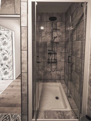 Douche, sèche-cheveux, serviettes fournies, papier toilette