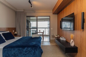 1 chambre, bureau, fer et planche à repasser, lit parapluie