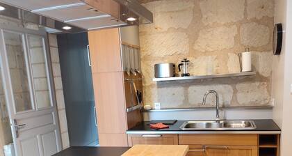 The peaceful living room with troglodyte courtyard