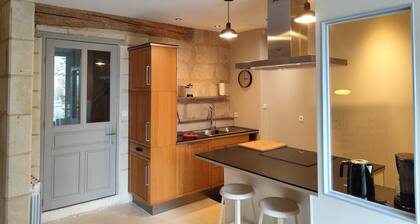 The peaceful living room with troglodyte courtyard