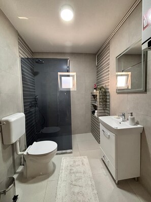 ヘアドライヤー、タオル、石鹸、トイレットペーパー