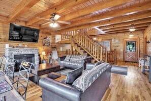 Smart TV, fireplace, video games, books