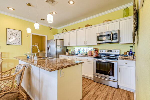 Fridge, microwave, oven, stovetop - Escape | Steps to the Beach | Large Deck | Group Ready (Crystal Beach)