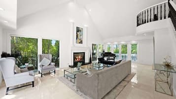 TV, fireplace, offices
