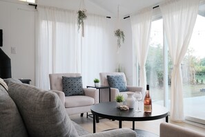 Smart TV, fireplace, foosball, computer monitors