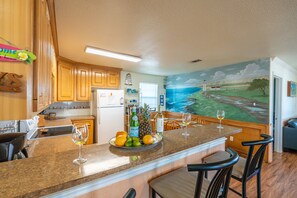 Fridge, microwave, oven, stovetop - Escape | Gulf Views | Large Deck | Pet Friendly (Crystal Beach)