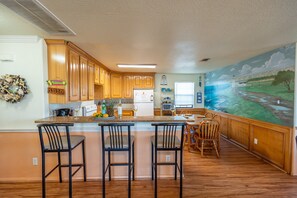 Fridge, microwave, oven, stovetop - Escape | Gulf Views | Large Deck | Pet Friendly (Crystal Beach)
