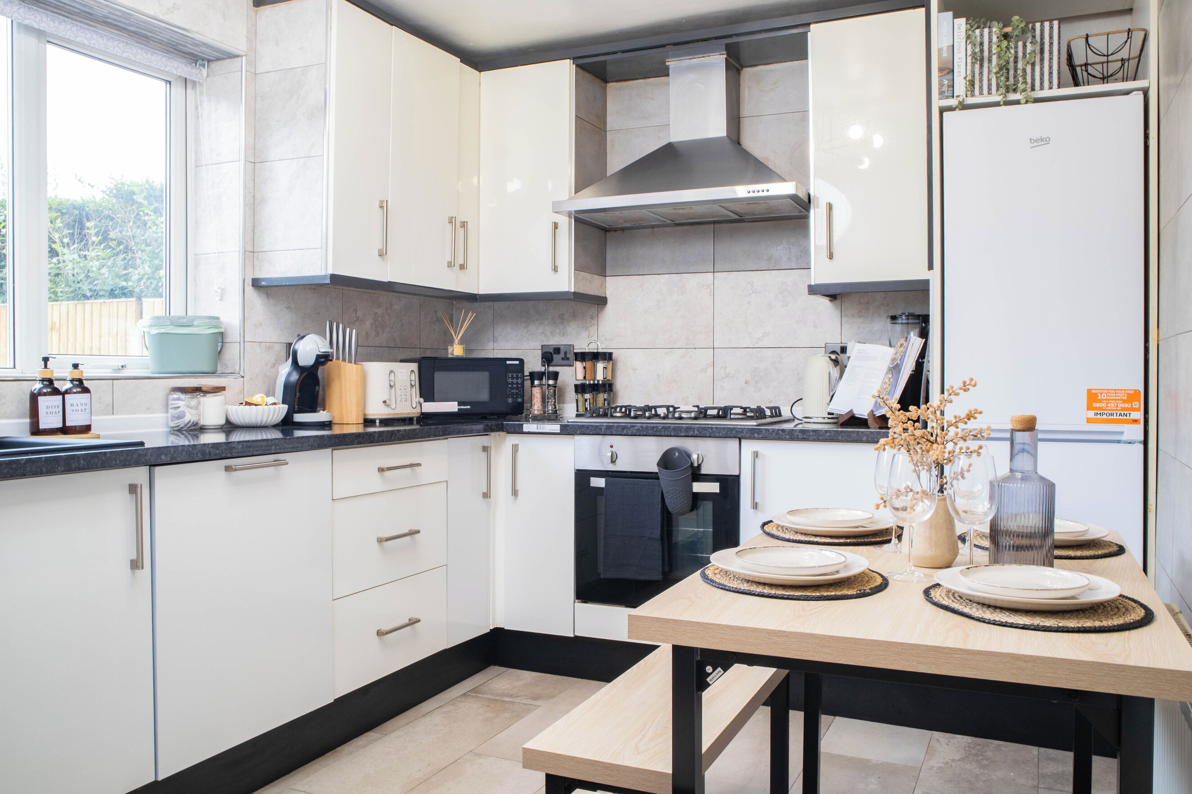 Microwave, oven, stovetop, dishwasher