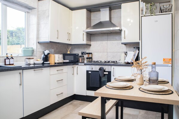 Microwave, oven, stovetop, dishwasher