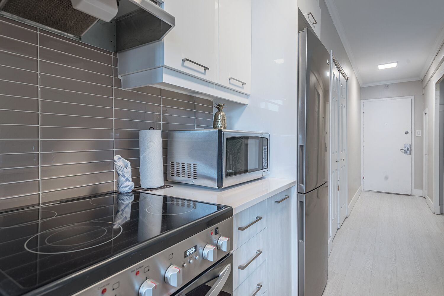 Kühlschrank, Mikrowelle, Ofen, Herdplatte