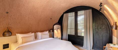 Deluxe Villa, 1 Bedroom, Patio, Pool View | Egyptian cotton sheets, premium bedding, in-room safe, desk