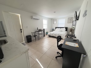 Desk, free WiFi, bed sheets
