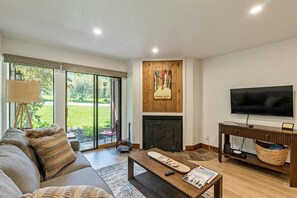 TV, fireplace