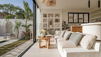 Luxury Villa, 1 Bedroom, Pool View | Living room