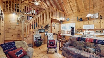 Una televisión, una chimenea, un reproductor de DVD