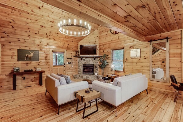 Televisión, chimenea y futbolito 