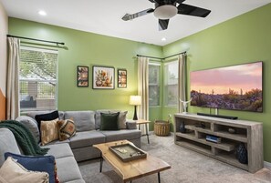 TV, fireplace, video games, books