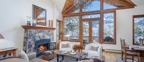 TV, fireplace, offices