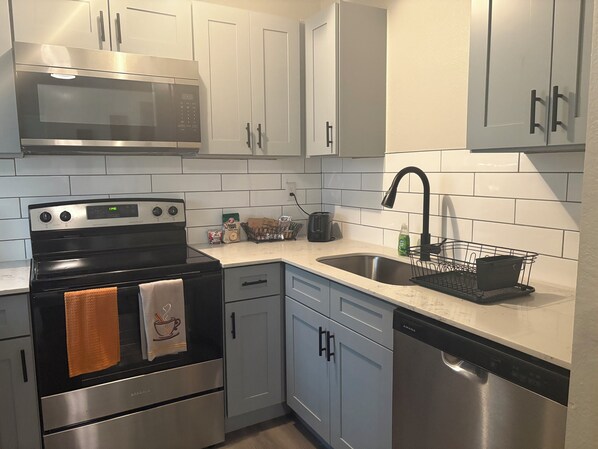 Microwave, stovetop, dishwasher