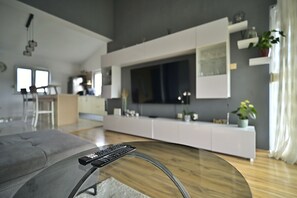 Villa | Living area | 36-inch flat-screen TV with cable channels - Villa Bravic 4*, Nature Home With Pool Near Split (Dicmo)