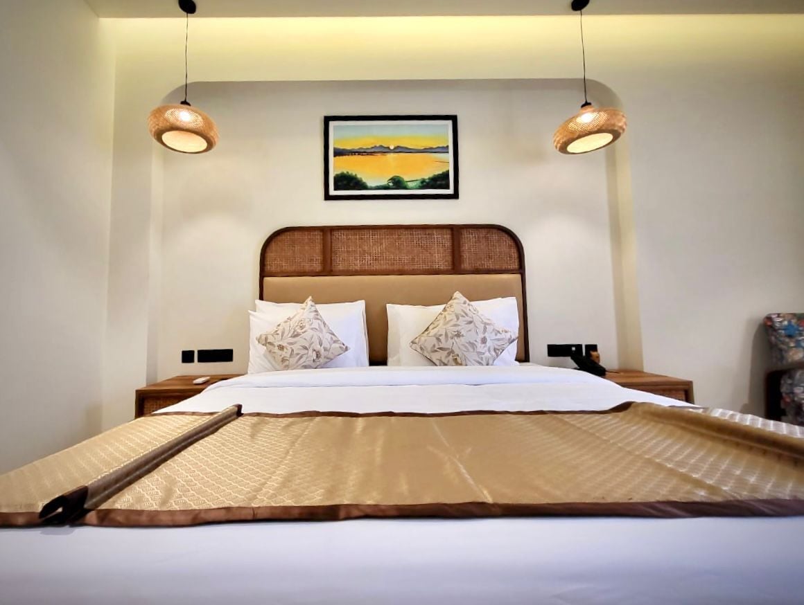 Chambre Double, balcon, vue jardin