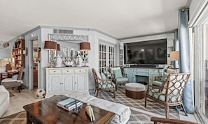 TV - Oceanfront Condo w Pool | Good Morning Rentals (Jacksonville Beach)