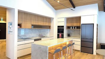 Luxury Chalet, Mountain View | Private kitchen | Fridge, microwave, oven, stovetop