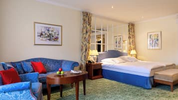 Deluxe Double Room, Balcony, Garden View | In-room safe, desk, laptop workspace, iron/ironing board