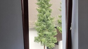 A window with a view of a tree outside. - Hotel 3H Mannheim (Mannheim)