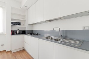 Fridge, microwave, dishwasher, toaster