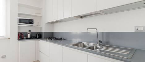 Fridge, microwave, dishwasher, toaster