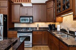 Fridge, microwave, oven, dishwasher