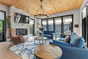 TV, fireplace, offices