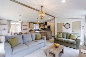 Exc 6 berth Waterside lodge 3 Bed HT No Pets | Living area | 32-inch LCD TV with digital channels - Clumber Park Lodges (Worksop)