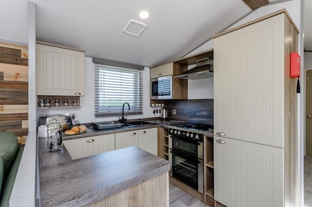 Full-size fridge, microwave