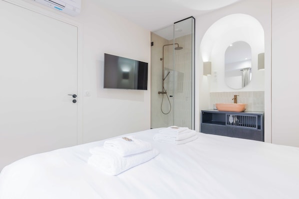 アパートメント | 2 室のベッドルーム、ノートパソコン用作業スペース、アイロン / アイロン台、ベッドシーツ