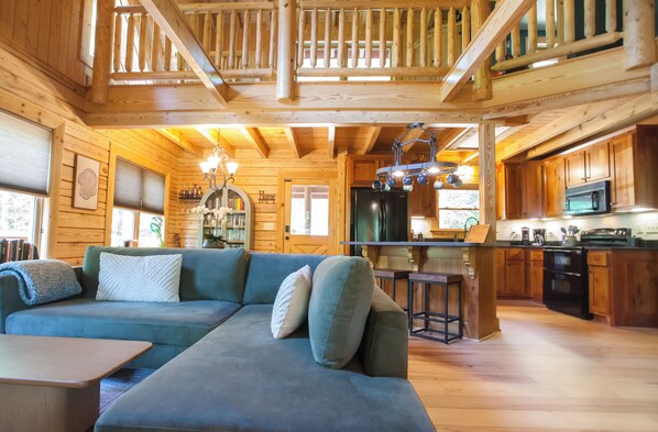 Smart TV, fireplace, DVD player, books