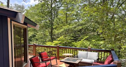 Peaceful wrap around deck with hot tub