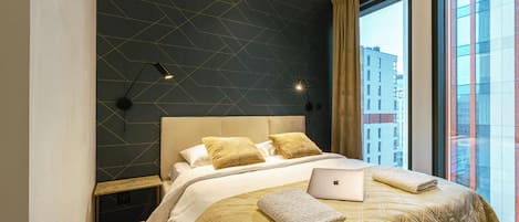 Superior Apartment, City View | Laptop workspace, blackout curtains, iron/ironing board, free WiFi