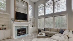 TV, fireplace, offices - 5BR Oasis w/ Pool • Steps from Lake Ray Hubbard (Rowlett)