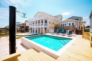 Pool - Candlewood Sands - Oceanfront Home with Private beach access, Pool, Multiple dec (Kure Beach)
